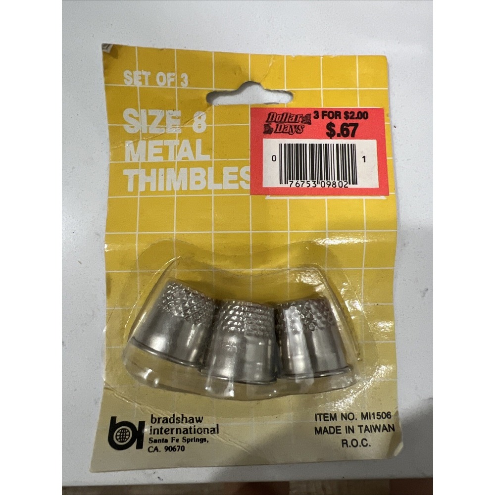 Vintage Metal Thimbles Size 8 Pack Of 3 Bradshaw International Item Mi1506